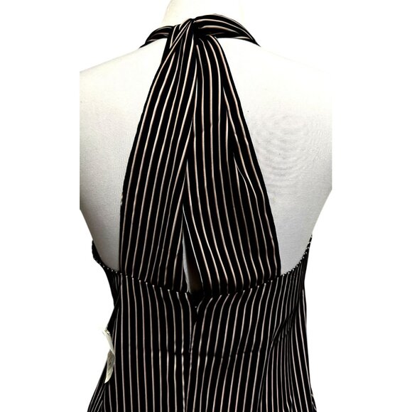 Bishop + Young Dakota Silky Black Striped V Neck Racerback Top Sz S Trendy - Picture 6 of 9